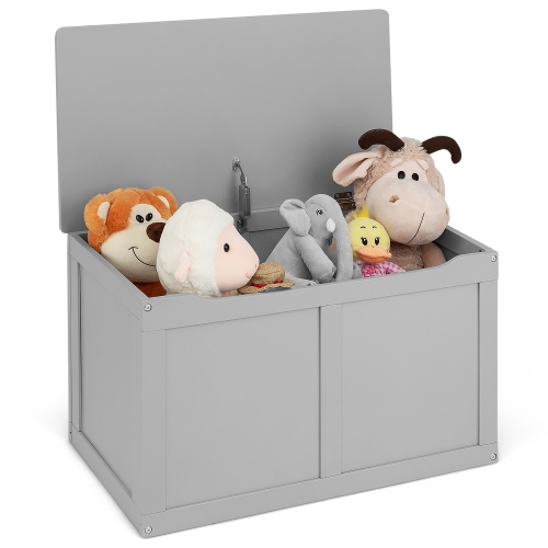 Costway Wooden Toy Box Kids Storage Chest Bench W/ Flip-Top Lid & Safety Hinge