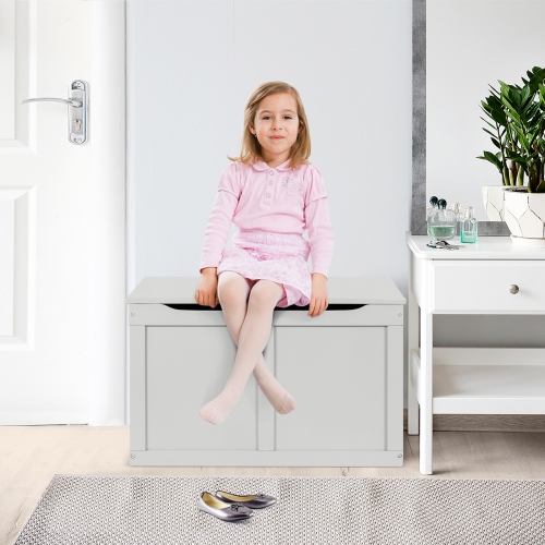 Banc de rangement en bois pour enfants Toy Box de Costway avec couvercle rabattable et charnière de sécurité