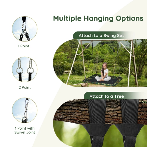 Goplus 700lb Giant 60'' Platform Tree Swing Outdoor w/ 2 Hanging Straps