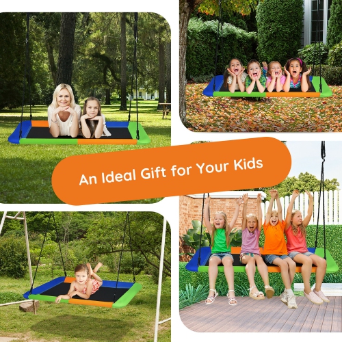 Goplus 700lb Giant 60'' Platform Tree Swing Outdoor w/ 2 Hanging Straps