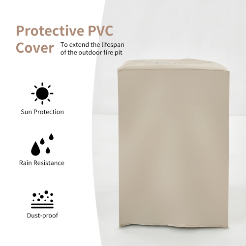 Foyer de terrasse au propane avec colonne de Costway avec couvercle 40&nbsp;000&nbsp;BTU et pierres de lave