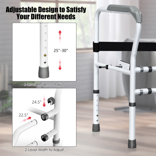 Costway Toilet Safety Frame, Stand Alone Toilet Safety Rail w/ Adjustable Height & Width