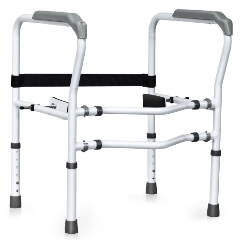 Costway Toilet Safety Frame, Stand Alone Toilet Safety Rail w/ Adjustable Height & Width