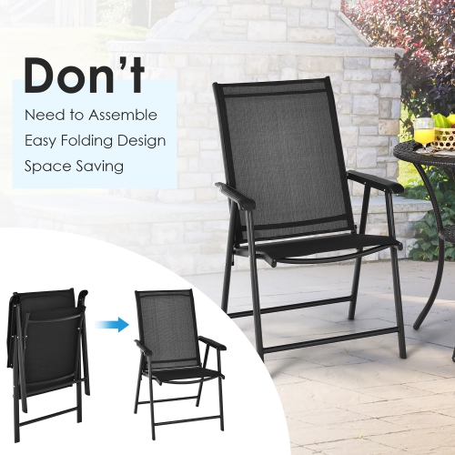 Costway 4PCS Patio Folding Dining Chairs Portable Camping Armrest Garden Black