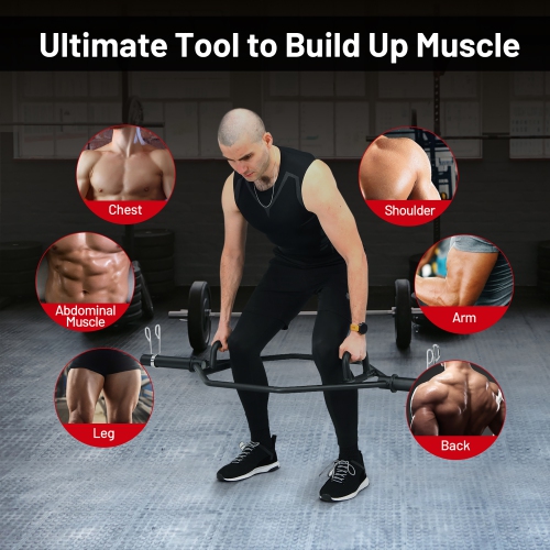 Costway 56" Olympic Tarp Bar W/ Knurled Handles for Weight Lifting and Body Building