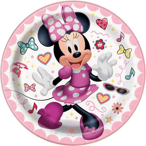 Disney Iconic Minnie Mouse Round 7 Inch Dessert Plates [8 Per Pack]