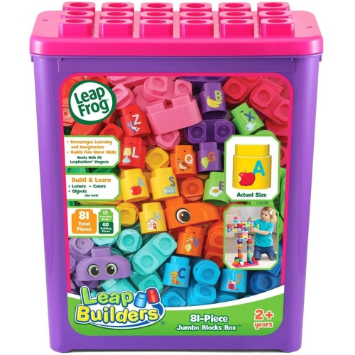 LEAPFROG  Leapbuilders 81-Piece Jumbo Blocks Box - - English Version In Pink
