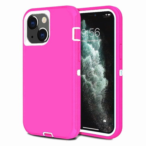 【CSmart】 Étui Coque rigide anti-chute triple 3 couches antichoc robuste Defender pour iPhone 13 Mini, rose vif