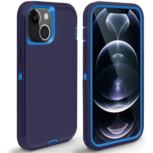 【CSmart】 Anti-Drop Triple 3 Layers Shockproof Heavy Duty Defender Hard Case for iPhone 13, Navy