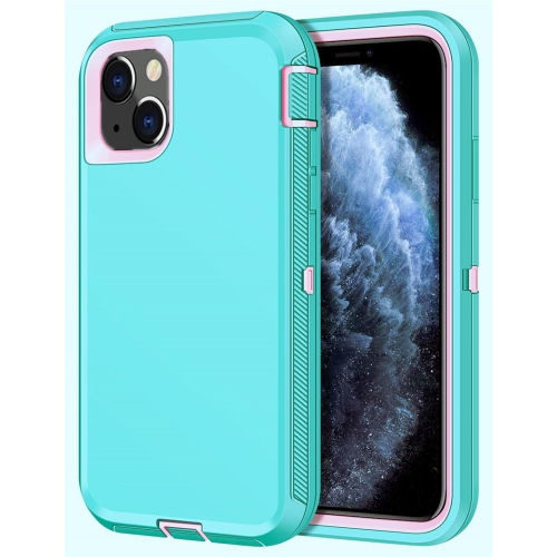 【CSmart】 Anti-Drop Triple 3 Layers Shockproof Heavy Duty Defender Hard Case for iPhone 13, Mint
