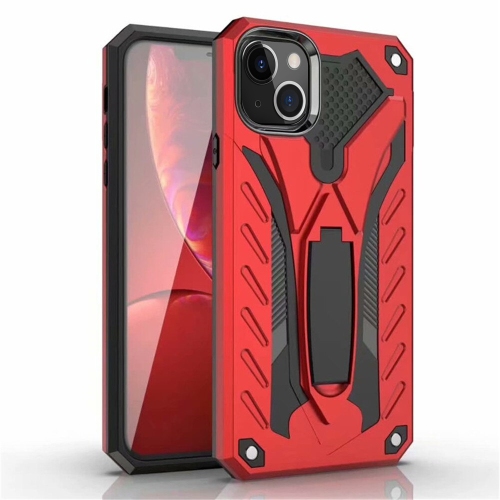 【CSmart】 Shockproof Heavy Duty Rugged Defender Hard Case Kickstand Cover for iPhone 13, Red