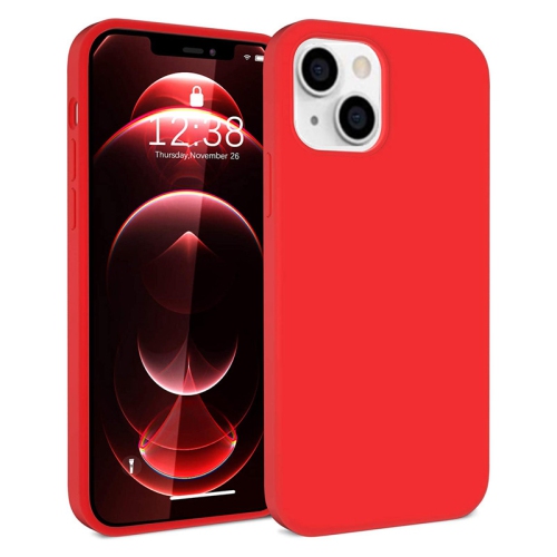 【CSmart】 Étui Coque arrière en caoutchouc de gel de silicone liquide souple Premium Silm pour iPhone 13 Mini, Rouge