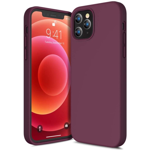 【CSmart】 Premium Silm Soft Liquid Silicone Gel Rubber Back Case Back Cover for iPhone 13 Pro, Wine