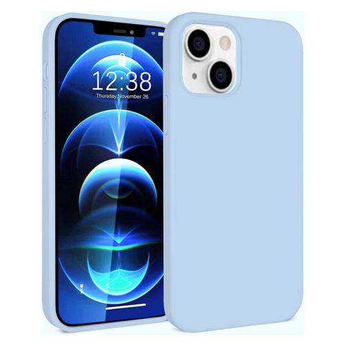 【CSmart】 Étui Coque arrière en caoutchouc de gel de silicone liquide souple Premium Silm pour iPhone 13, Bleu Clair
