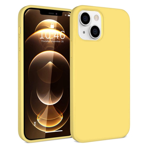 【CSmart】 Premium Silm Soft Liquid Silicone Gel Rubber Back Case Back Cover for iPhone 13 Mini, Yellow