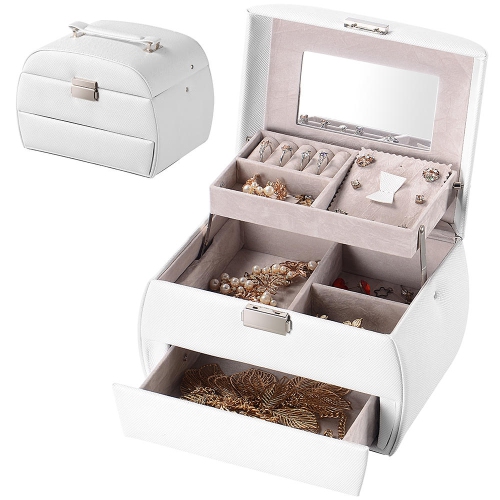 PU Leather Jewelry Box, Multi-Layer PU Leather Jewelry Storage Organizer Display Storage case