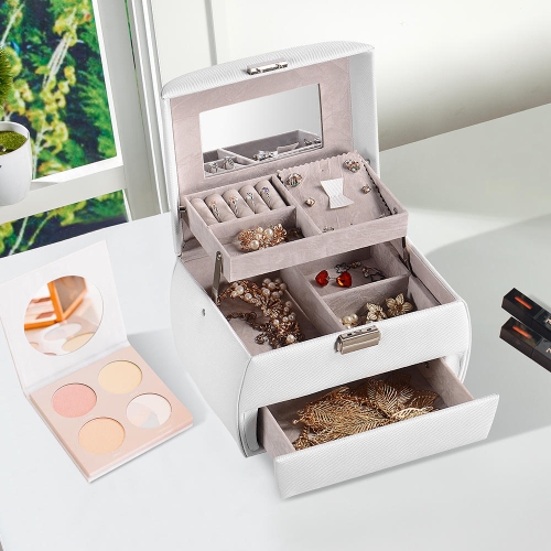 Coffret à bijoux en similicuir, coffret à bijoux pour le bracelet-jonc et anneaux