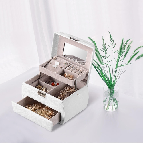 Coffret à bijoux en similicuir, coffret à bijoux pour le bracelet-jonc et anneaux