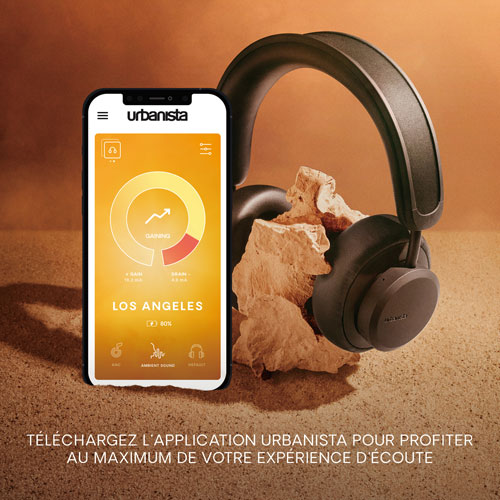 Urbanista Los Angeles Solar-Powered Over-Ear Noise Cancelling Bluetooth Headphones - Midnight Black