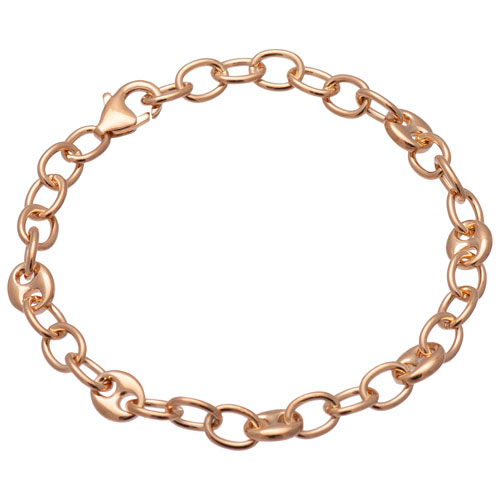 Bronzoro Puffed Marine Link Bracelet in 18K Rose Gold on Bronze