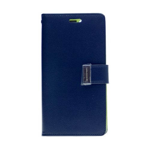 TopSave Goospery Rich MAX Etui portefeuille en cuir avec fente pour carte pour iPhone 13 Pro (6.1), bleu marine