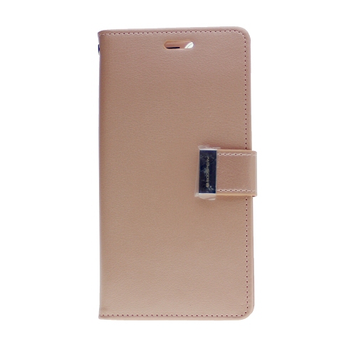 TopSave Goospery Rich MAX(5) Etui Portefeuille Folio en Cuir avec Fente pour Cartes pour iPhone 13 Pro, Or Rose