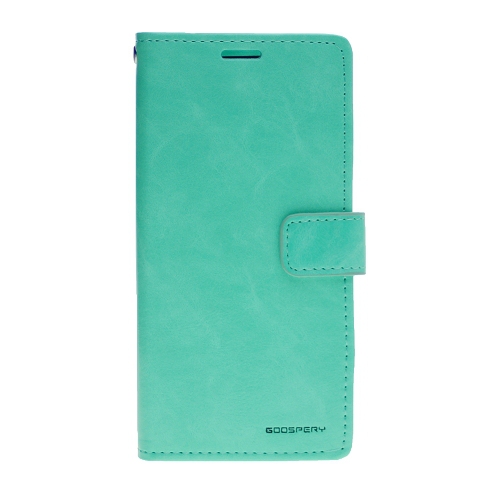 TopSave Goospery Bluemoon Card Slot w/Magnetic Clip Leather Folio Wallet Flip For Samsung Galaxy S21 FE, Teal/Mint