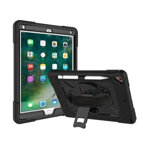 CC  Topsave Kickstand Shockproof Heavy Duty High Impact Resistant Rugged Hybrid Three Layer Armor Full Body Protection W/soft Hand Strap Case for Ipad