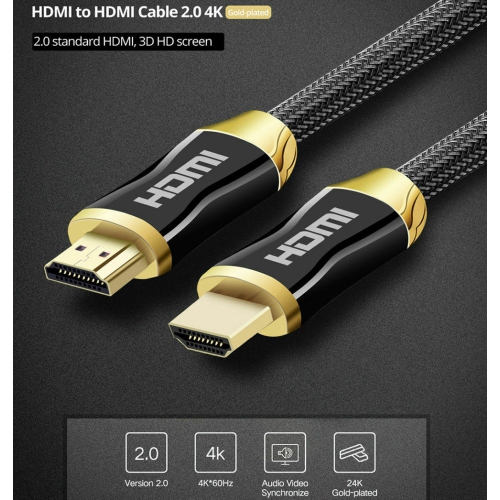 ISTAR 4K HDMI Cable 24Gpbs High Speed Cable to HDMI 2.0 Supports 1080p, 3D, 2160p, 4K 60Hz UHD, HDR,CL3 for in-Wall Installation,28AWG Braided