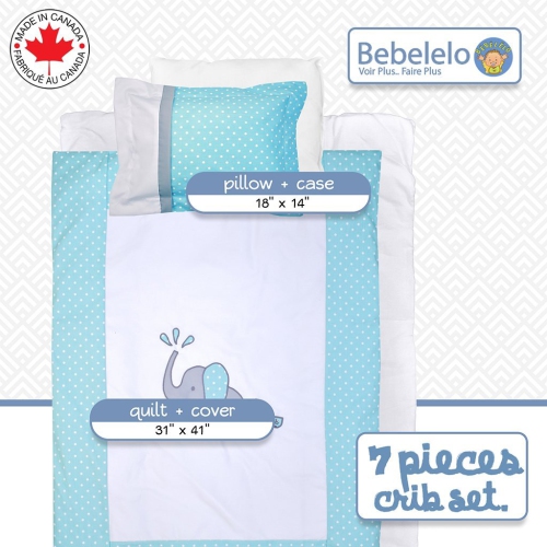 Ensemble de literie pour berceau de bébé Bebelelo pour garçons et filles - Ensemble de literie pour bébé 7 pièces