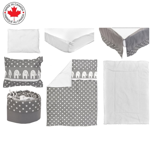 Bebelelo 7 Pieces Baby Bedding Set - Nursery Crib Set Including Skirt, Comforter, Quilt Cover, Fitted Sheet, and More for Kids, Boys, Girls