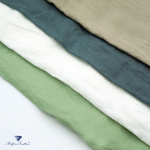 Highland Feather 100% French Linen Sheet Set - 4 Piece Bedsheet - 1 Flat Sheet & 1 Fitted Sheet & 2 Pillowcases - Linen Bedding - Classic Luxury -