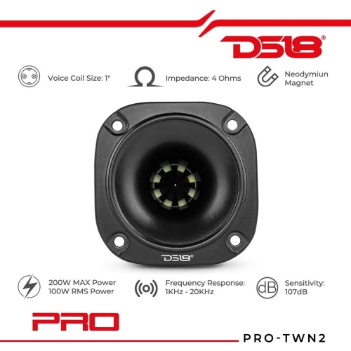 Super haut-parleur d’aigus VC 4 ohms 1 po DS18 PRO-TWN2, 200 W.