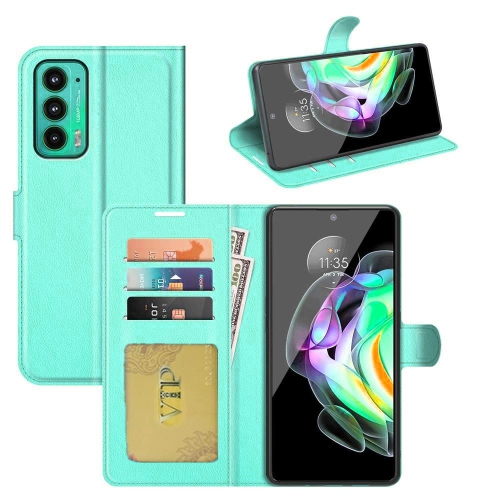 [CS] Étui pour Moto Edge 2021 de Motorola, étui folio en cuir magnétique à rabat avec fente pour carte, sarcelle