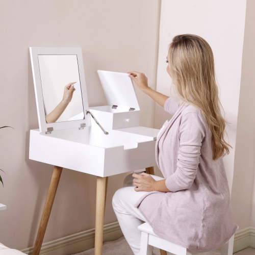 ViscoLogic Daphne Ultra Modern Flip -Top Makeup Bedroom Vanity Table