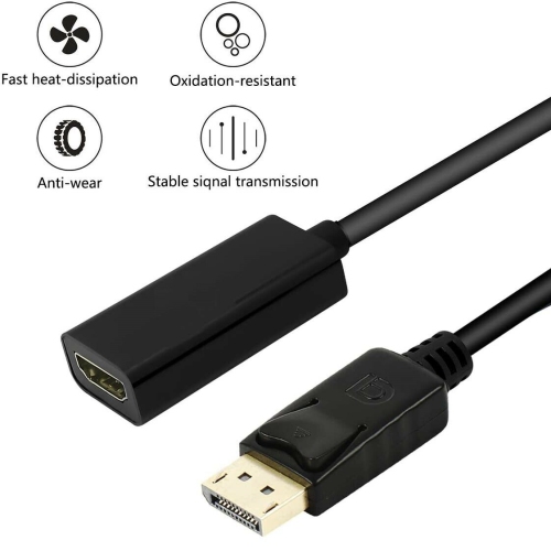 4K DisplayPort to HDMI Cable Male to Female Adapter Audio Video Converter