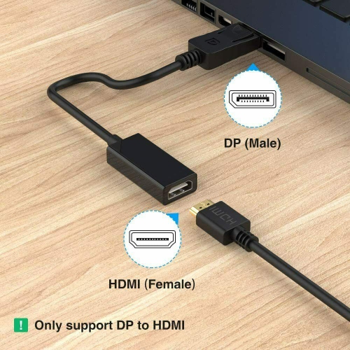 4K DisplayPort to HDMI Cable Male to Female Adapter Audio Video Converter