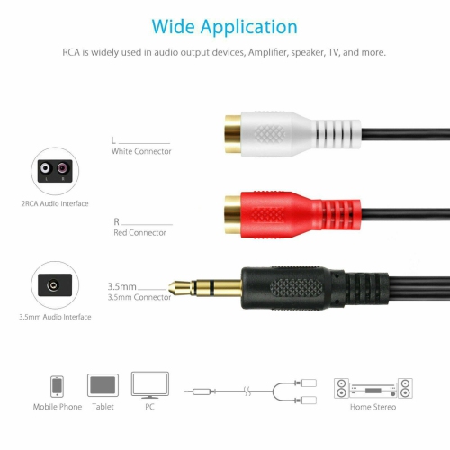 Câble adaptateur auxiliaire mâle à 2 RCA femelle, prise audio en y pour iPod MP3 TV téléphone