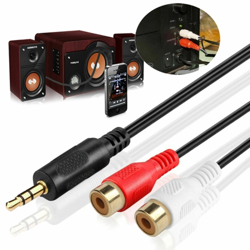 Câble adaptateur auxiliaire mâle à 2 RCA femelle, prise audio en y pour iPod MP3 TV téléphone