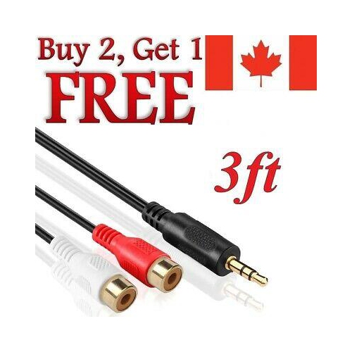Câble adaptateur auxiliaire mâle à 2 RCA femelle, prise audio en y pour iPod MP3 TV téléphone