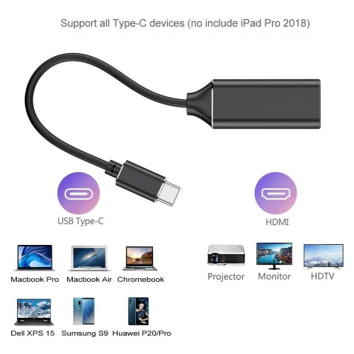 USB Type-C to HDMI Cable Adapter 4K 30hz 3.1 Converter TV for Macbook Air Pro