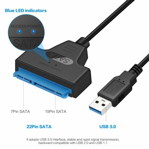 Adaptateur USB 3.0 à SATA SSD de 2.5 po Câble adaptateur de données disque dur vers USB