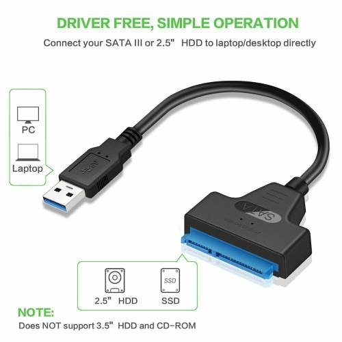 Adaptateur USB 3.0 à SATA SSD de 2.5 po Câble adaptateur de données disque dur vers USB
