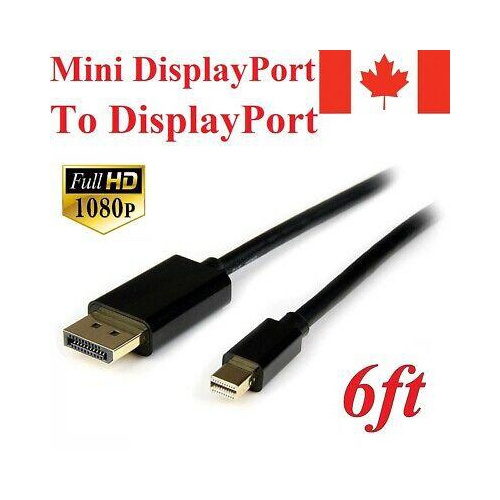 Mini Display Port to DisplayPort Cable 6ft Adapter HD 1080p For Windows MacBook