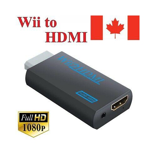 Wii to HDMI Converter Adapter 1080p 720p HD Upscale 3.5mm Audio Output Black