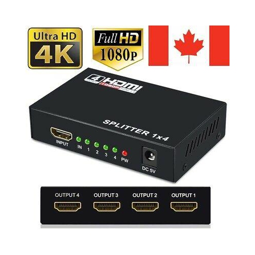 4-Port HDMI Splitter Hub Adapter Multi Display Duplicate Full HD 1080P 4K 2K 3D