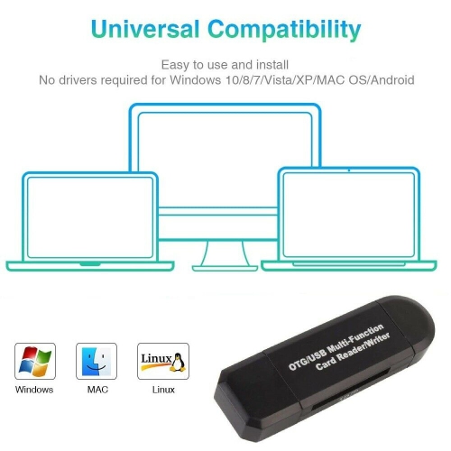 USB SD Card Reader + Micro USB Memory OTG Adapter For TF SD SDXC SDHC MMC
