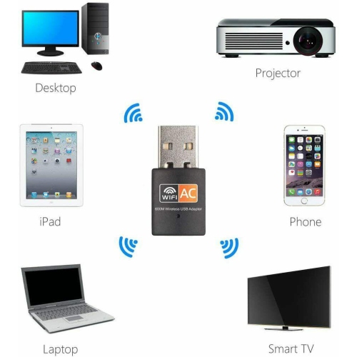 Adaptateur USB sans fil Wi-Fi Mini clé réseau 600 Mb/s Windows MAC Linux 2,4 GHz/5 GHz