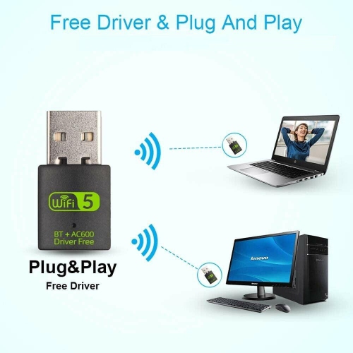 Bluetooth 4.2 USB Wireless WiFi Adapter Network Dongle 600Mbps Windows 2.4G/5G
