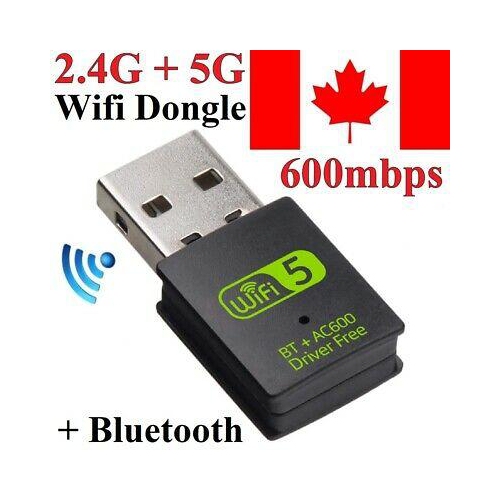 Bluetooth 4.2 USB Wireless WiFi Adapter Network Dongle 600Mbps Windows 2.4G/5G